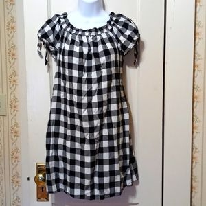 Ann Taylor Loft Petite Black and White Checkered Dress